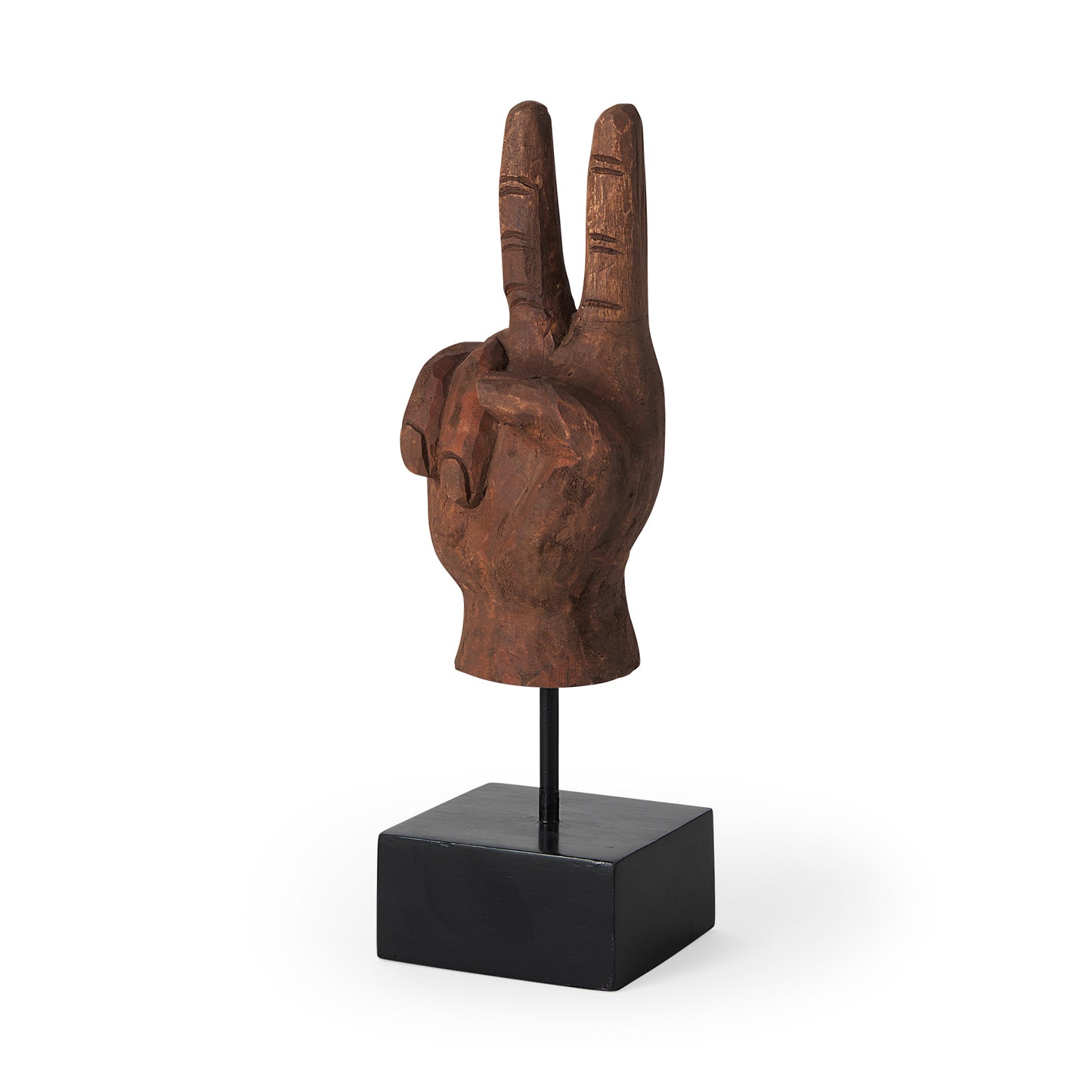 Pacem 4L x 4W Natural Wooden Carved Peace Sign Hand - Magnolia Lane co. Home + Garden + Gift