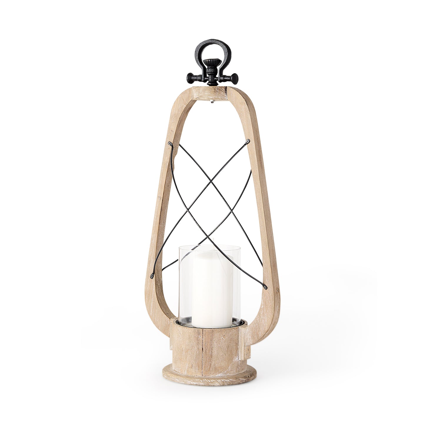 Zain II Large Brown Wooden Vintage Inspired Candle Holder Lantern - Magnolia Lane co. Home + Garden + Gift