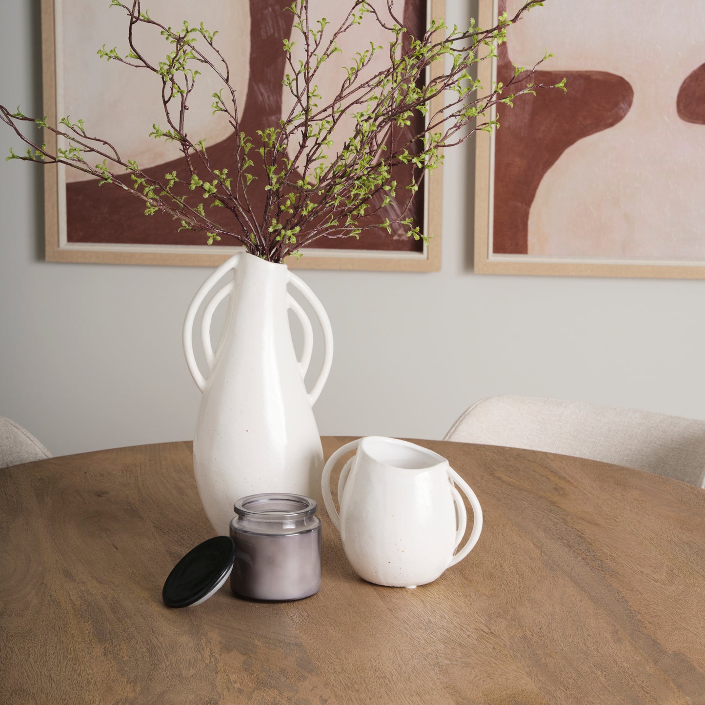 Urvi Short Off White Speckled Asymmetrical Ceramic Vase - Magnolia Lane co. Home + Garden + Gift