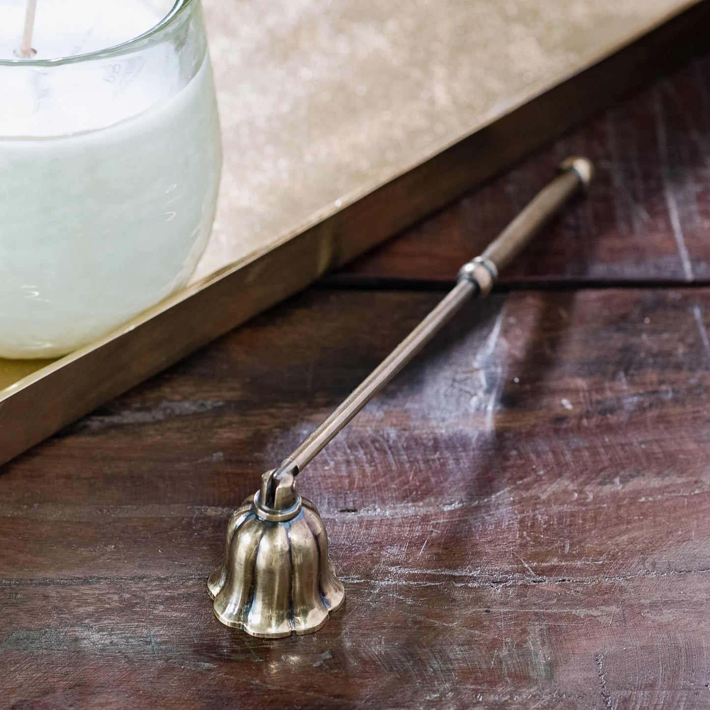 9.5" BRASS ANT.CANDLE SNUFFER - Magnolia Lane co. Home + Garden + Gift