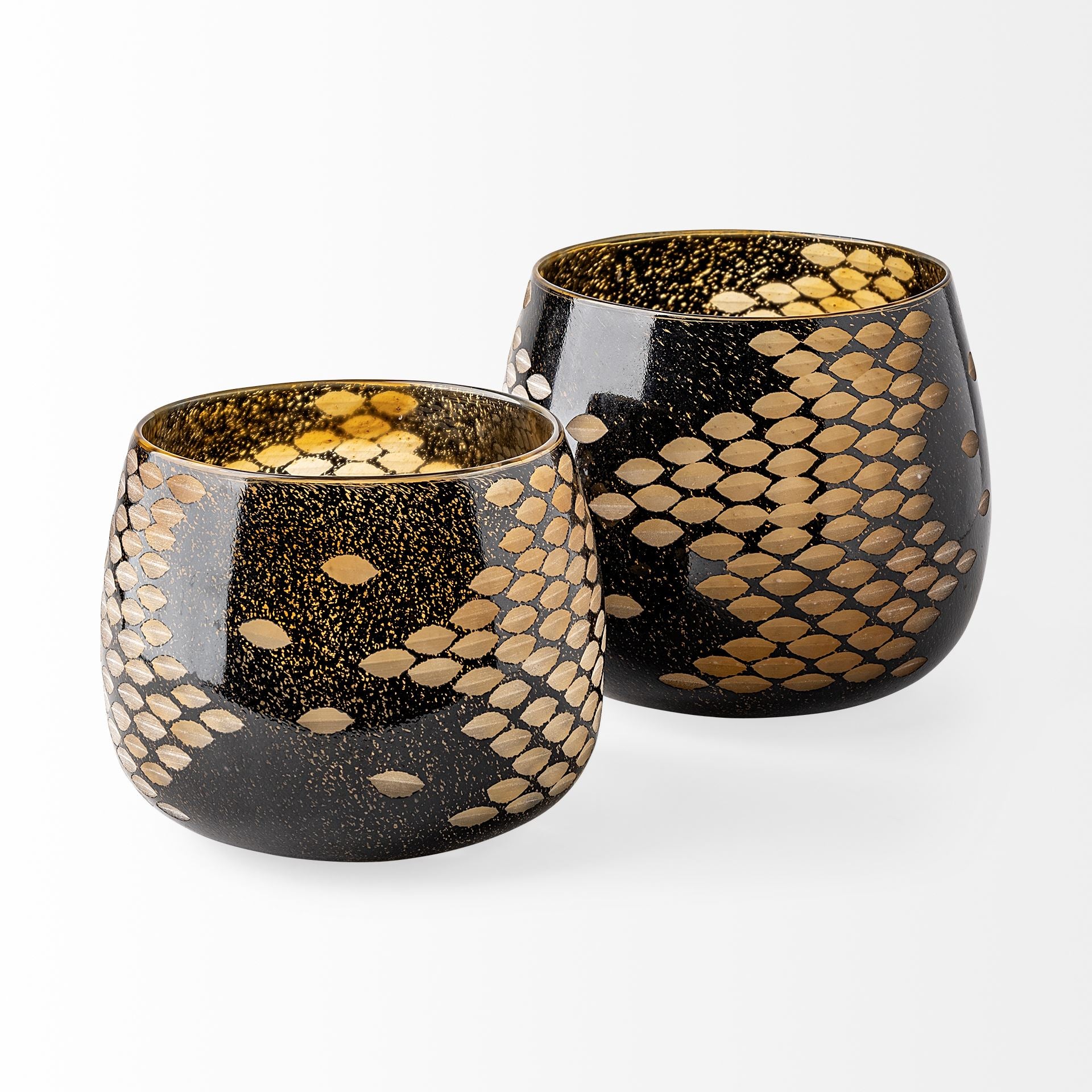 Mojave Black and Gold Detail Glass Vase | 2 Sizes - Magnolia Lane co. Home + Garden + Gift