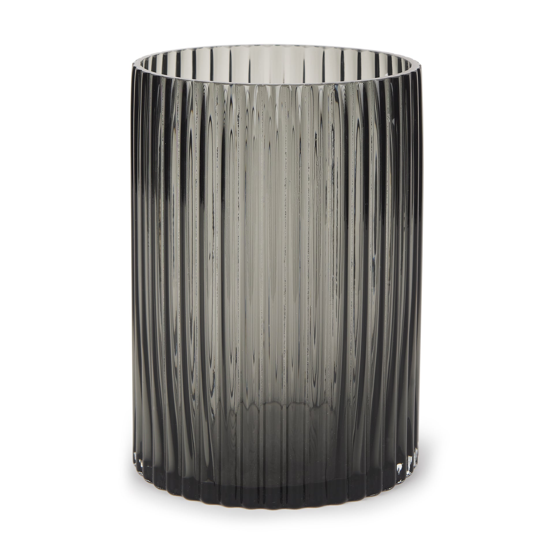 Dawn 8" Ribbed Smoke Gray Glass Vase - Magnolia Lane co. Home + Garden + Gift