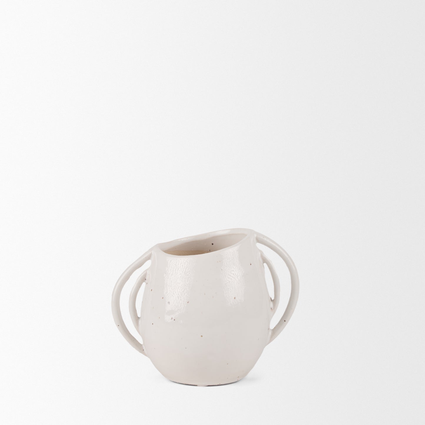 Urvi Short Off White Speckled Asymmetrical Ceramic Vase - Magnolia Lane co. Home + Garden + Gift