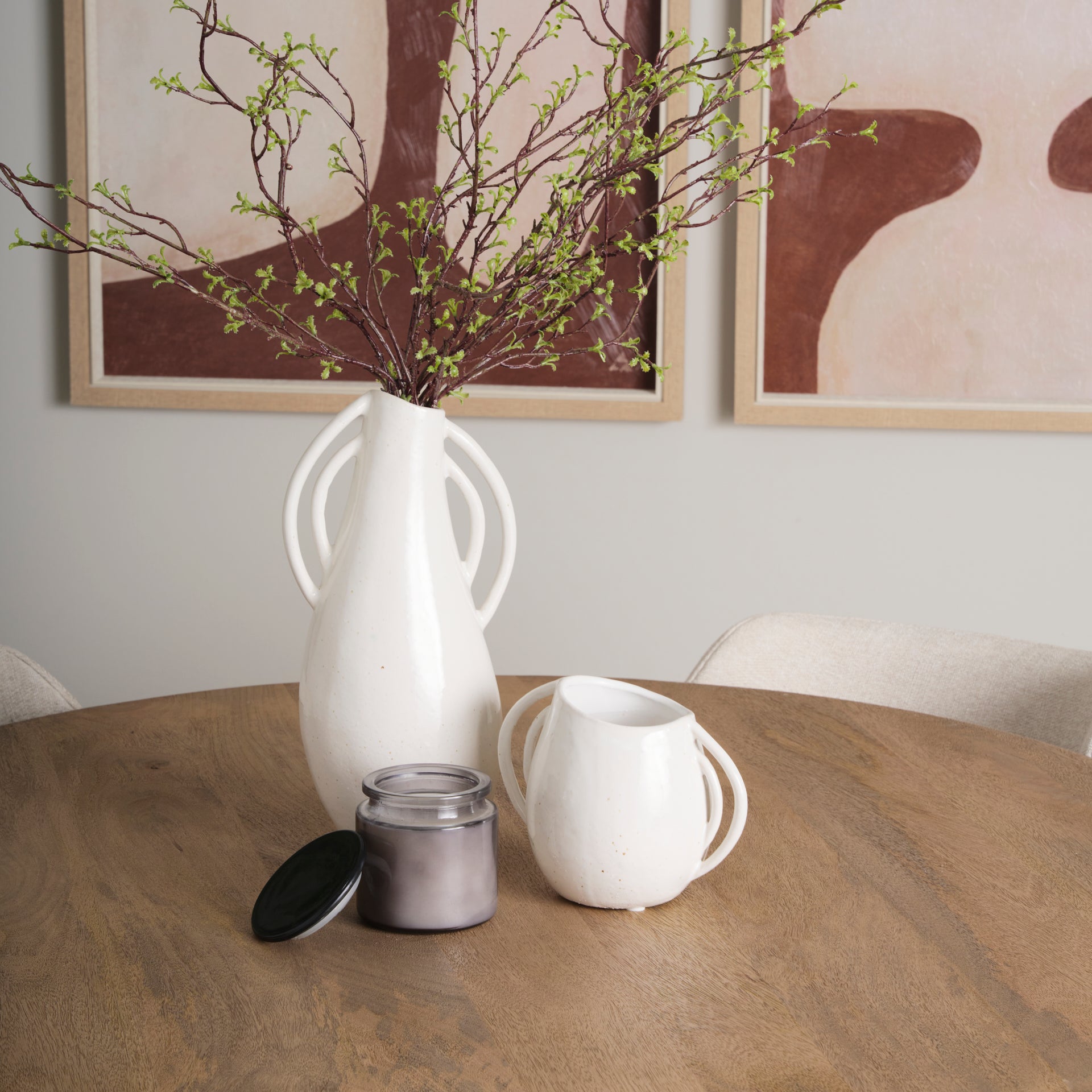Urvi Short Off White Speckled Asymmetrical Ceramic Vase - Magnolia Lane co. Home + Garden + Gift
