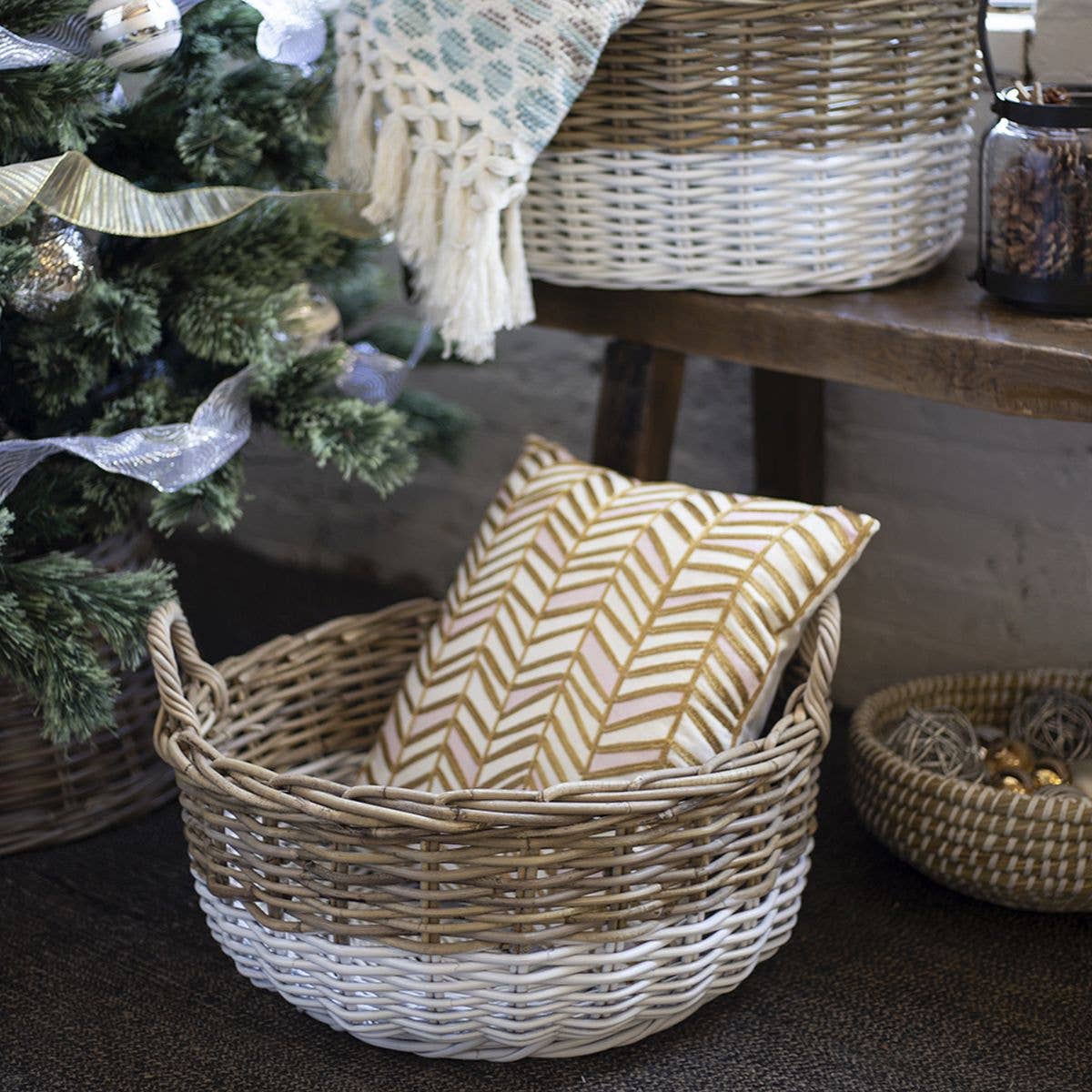 Round Two Tone Basket - Magnolia Lane co. Home + Garden + Gift