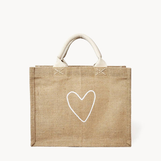 Handmade Burlap Jute Tote l Gift Bag - Love: Without Pompom - Magnolia Lane co. Home + Garden + Gift