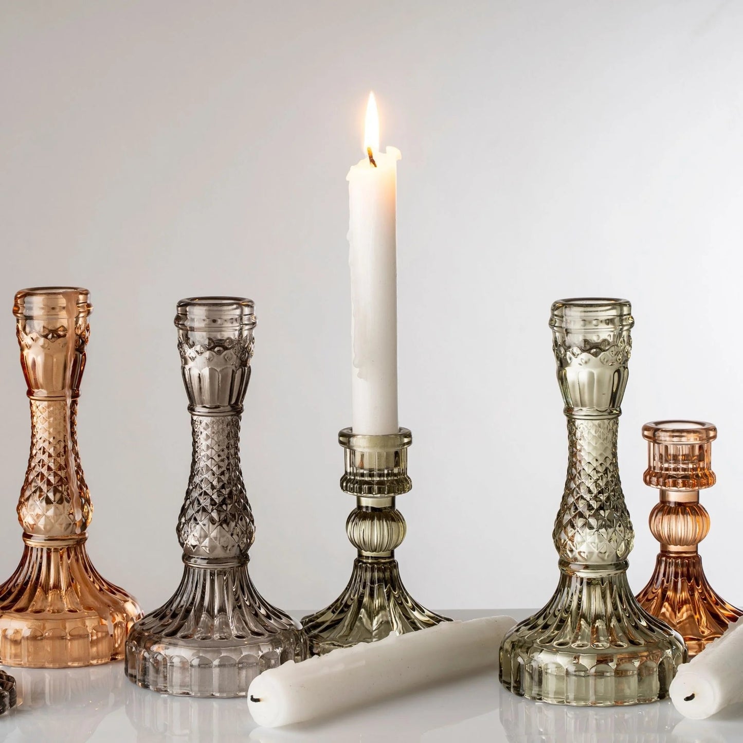 Palazzo Glass Candle Holders | Three Colours - Magnolia Lane co. Home + Garden + Gift