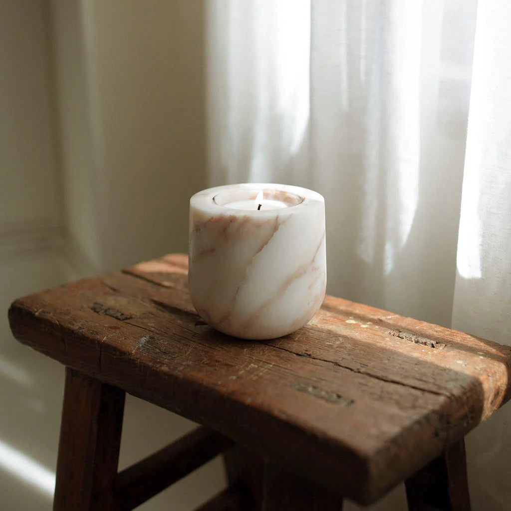 Calacatta Gold Marble Refillable Stone Candle - Magnolia Lane co. Home + Garden + Gift