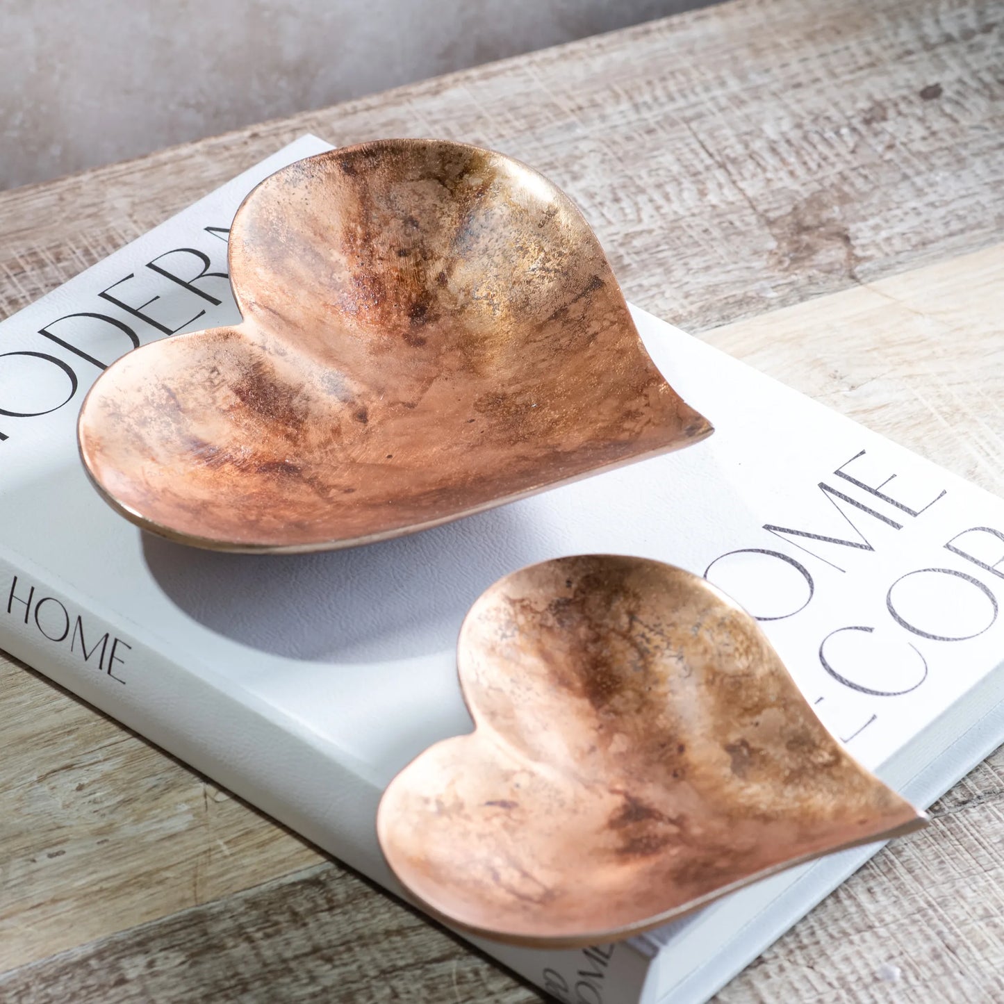 ANTIQUE COPPER HEART TRAYS | TWO SIZES - Magnolia Lane co. Home + Garden + Gift