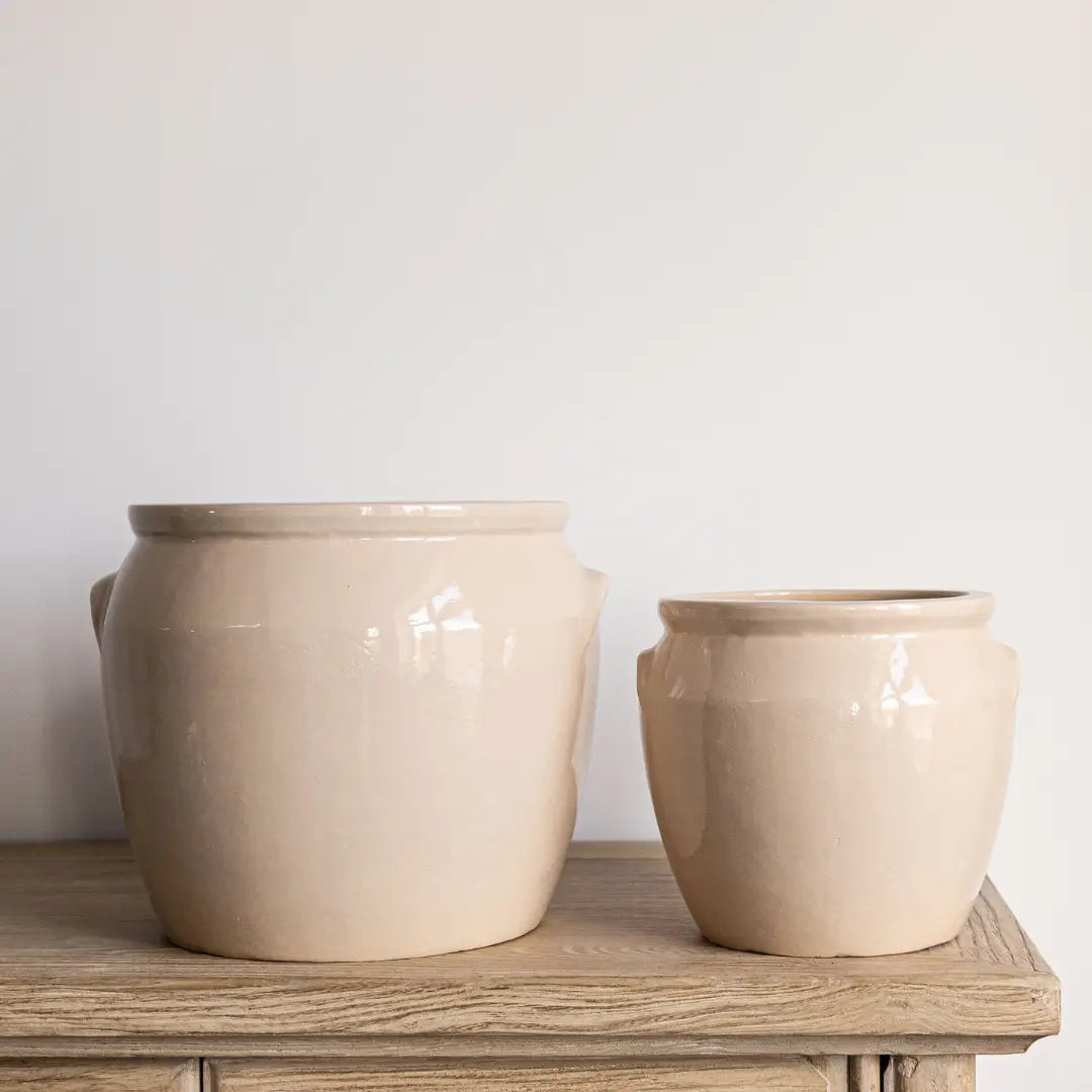French Replica Cream Glazed Confit Crock Pot - Magnolia Lane co. Home + Garden + Gift