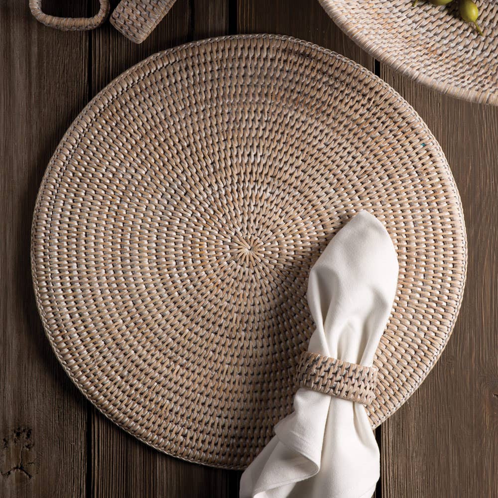 Burma Rattan Napkin Ring White| Set of 4 - Magnolia Lane co. Home + Garden + Gift