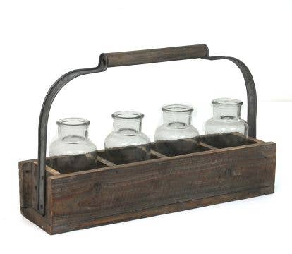 HANDLE CRATE WITH BOTTLES - Magnolia Lane co. Home + Garden + Gift