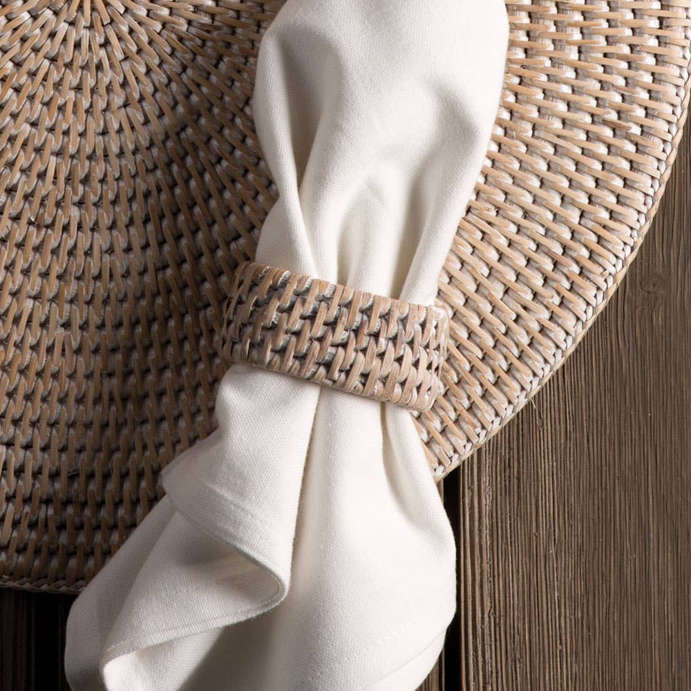 Burma Rattan Napkin Ring White| Set of 4 - Magnolia Lane co. Home + Garden + Gift