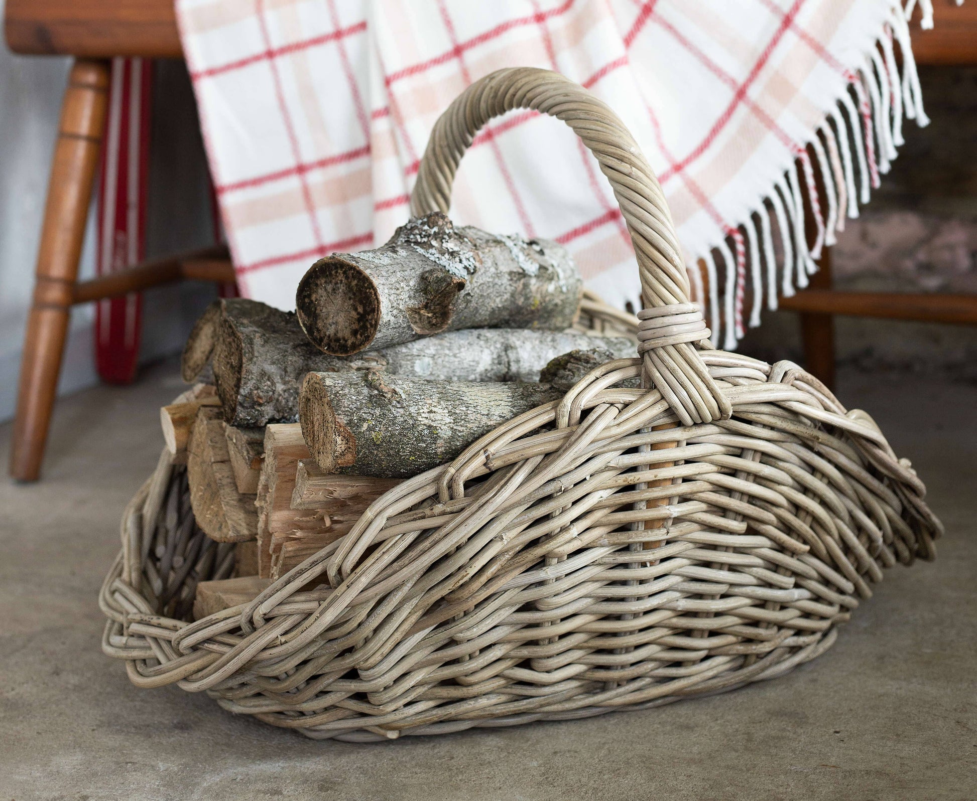 OVAL GREY RATTAN GATHERING BASKET - Magnolia Lane co. Home + Garden + Gift