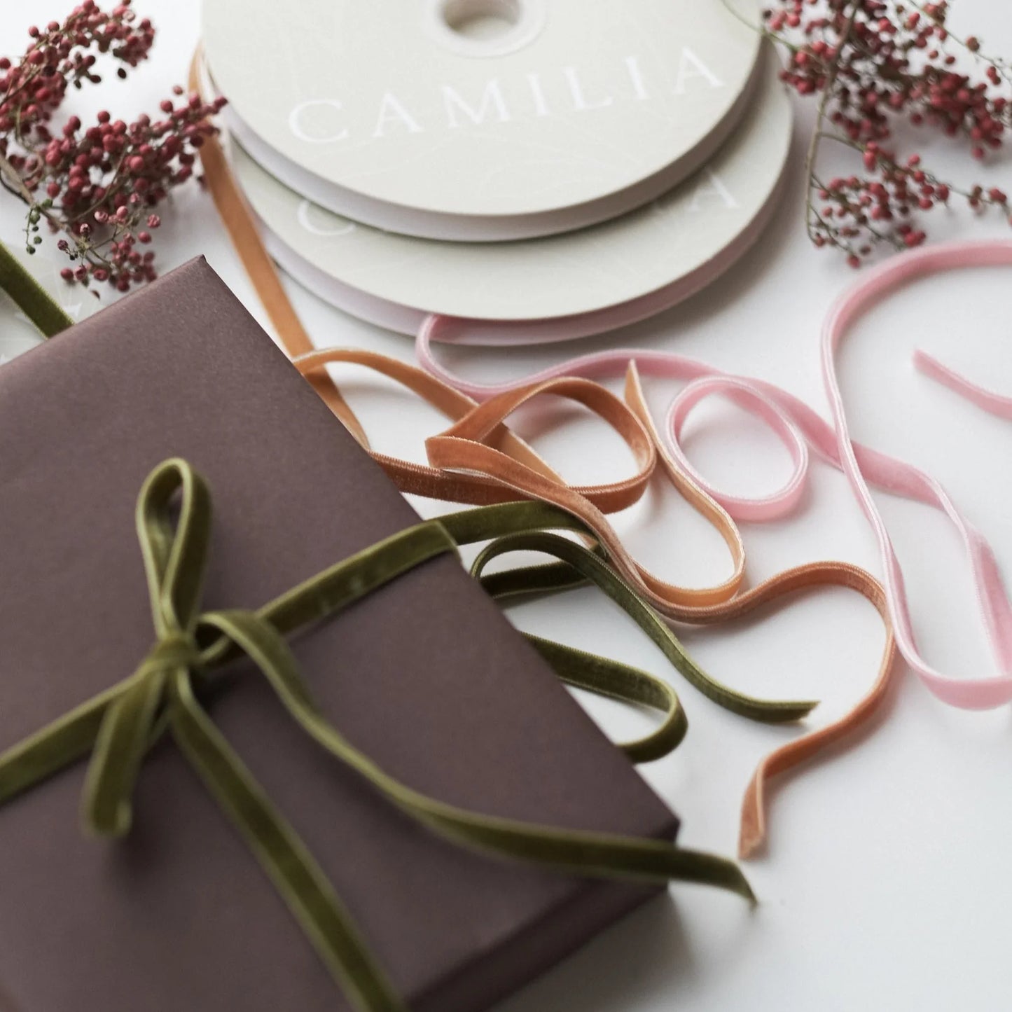 Double Sided Velvet Ribbon | 1cm X 10 Yards - Magnolia Lane co. Home + Garden + Gift