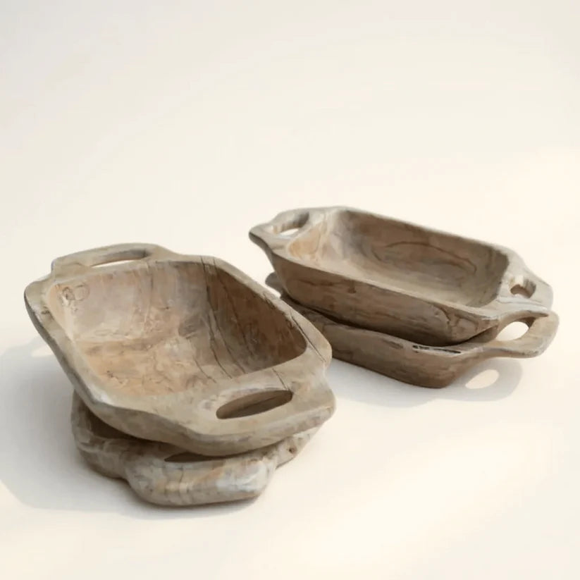 Large antique wooden bowl with handles - Magnolia Lane co. Home + Garden + Gift