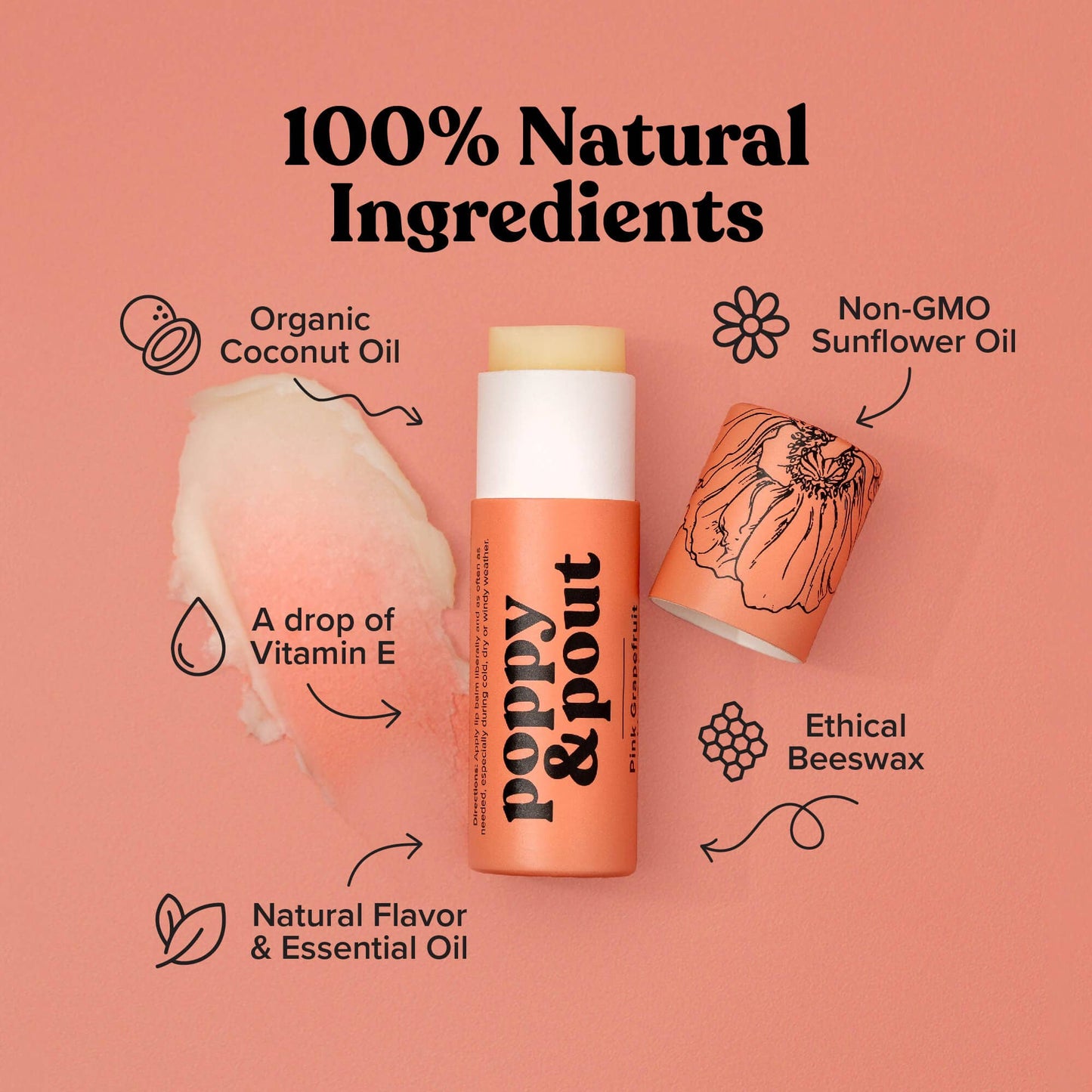Lip Balm, Pink Grapefruit - Magnolia Lane co. Home + Garden + Gift