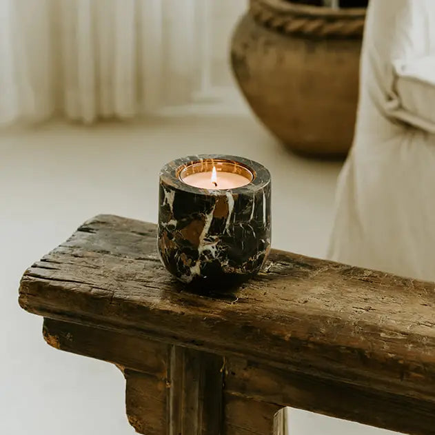 Portoro Marble Refillable Stone Candle - Magnolia Lane co. Home + Garden + Gift