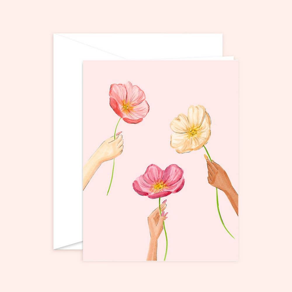 Pink Poppies Card | Sympathy | Condolence | Thank You