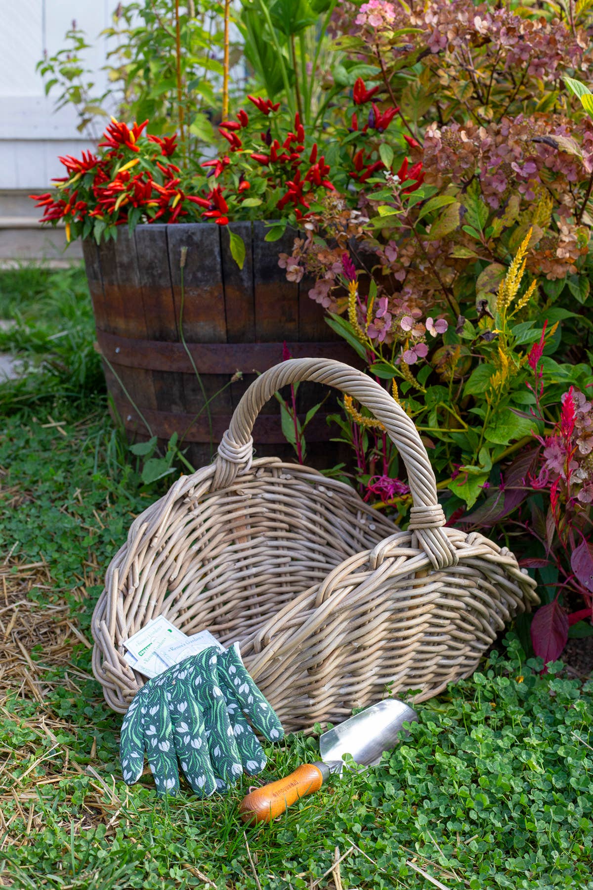 OVAL GREY RATTAN GATHERING BASKET - Magnolia Lane co. Home + Garden + Gift