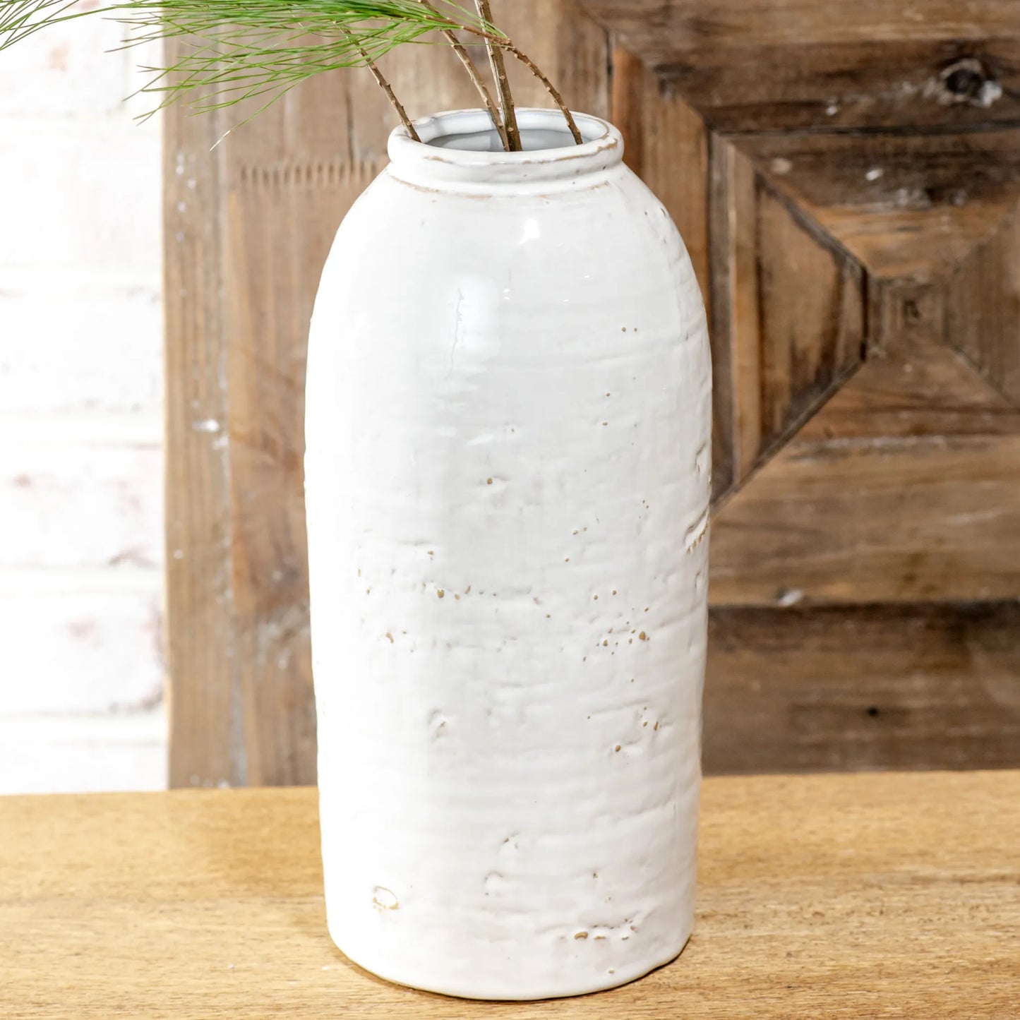 11.2" WHITE CERAMIC VASE - Magnolia Lane co. Home + Garden + Gift