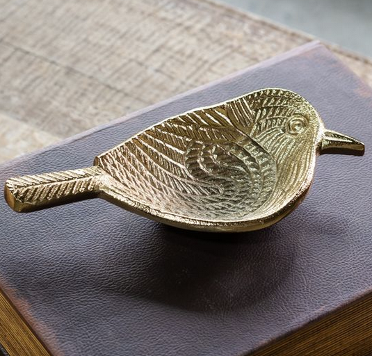 TEXTURED GOLD BIRD DISH